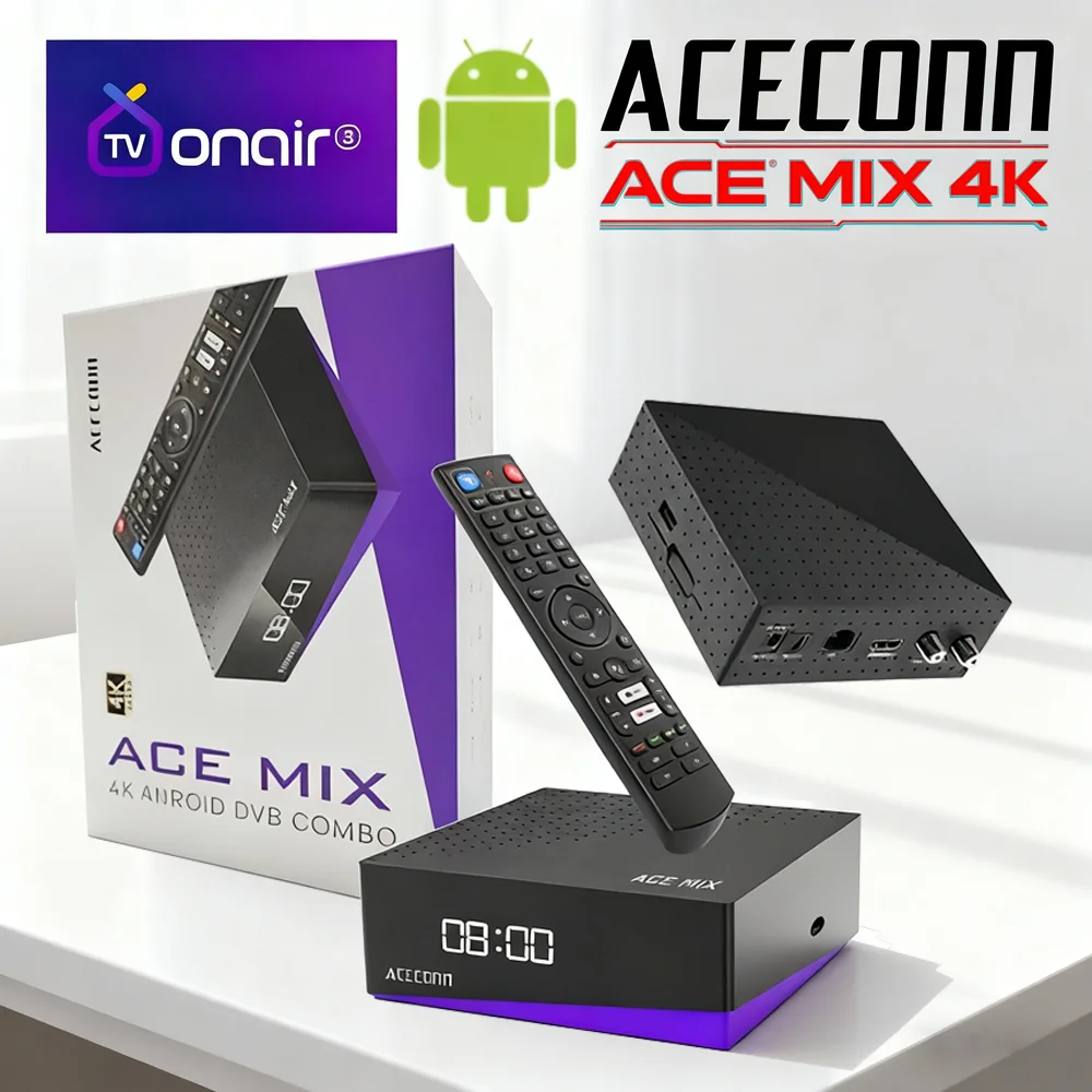 ACECONN ACEMIX TV BOX Android DVB-S2/T2/C TVONAIR3 facile ajouter IPTV Abonment boîte récepteur Satellite 2GB 32GB décodeur