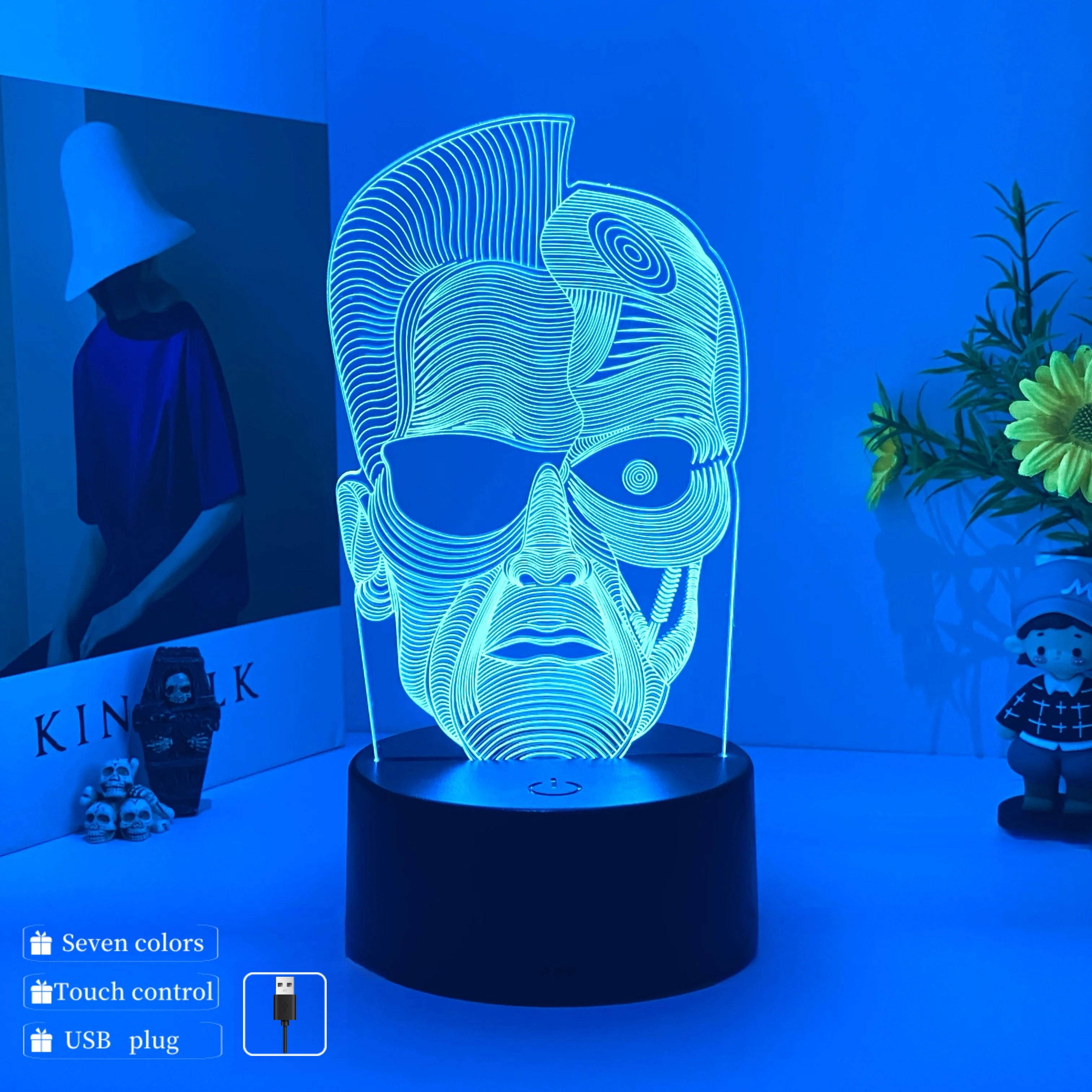1 stücke Schädel Muster 3d Nachtlicht, USB-Schnitts telle Atmosphäre Licht, Schlafzimmer Atmosphäre Schreibtisch Licht, Weihnachts geschenk Nachtlicht.
