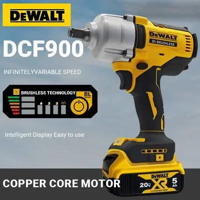 Dewei DCF900 20v Wireless impact wrench, High torque Brushless Impact Gun, 1/2 Universal battery electric tools