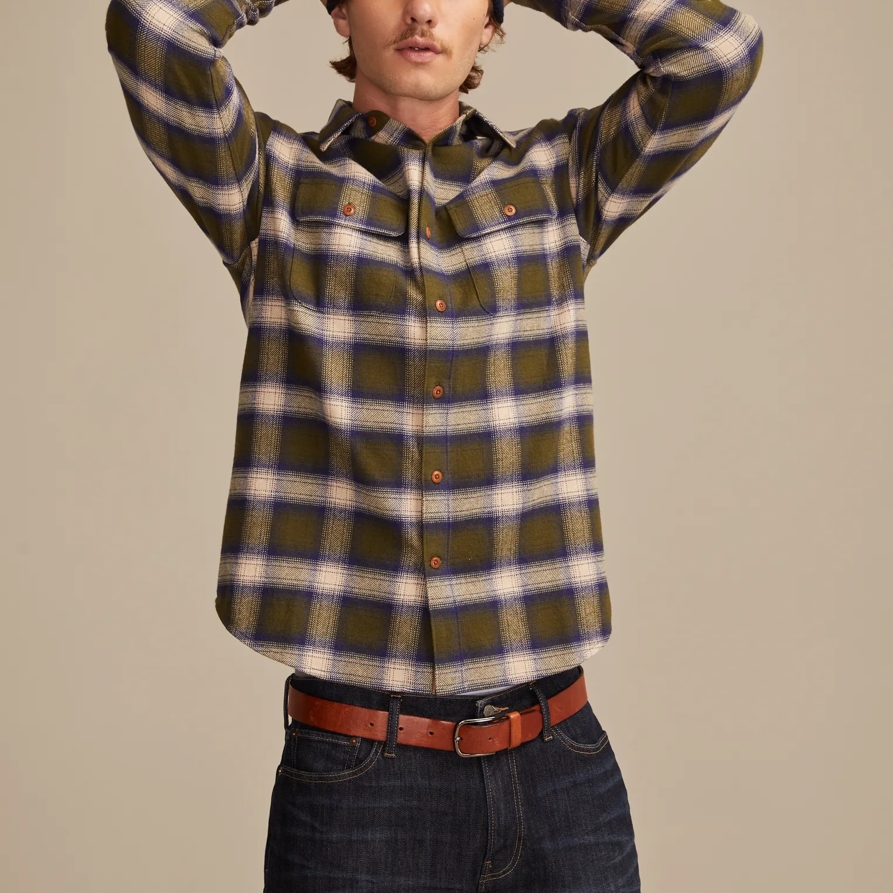 Lucky Brand Cloud Soft Flannel Shirt - Men's Clothing Outerwear Shirt Jackets in Olive Multi, Size S