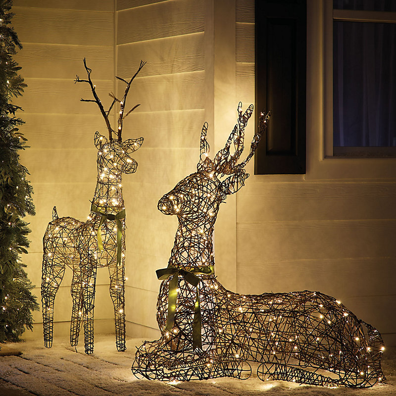Faux Wicker Micro LED Reindeer - Sitting - Ballard Designs