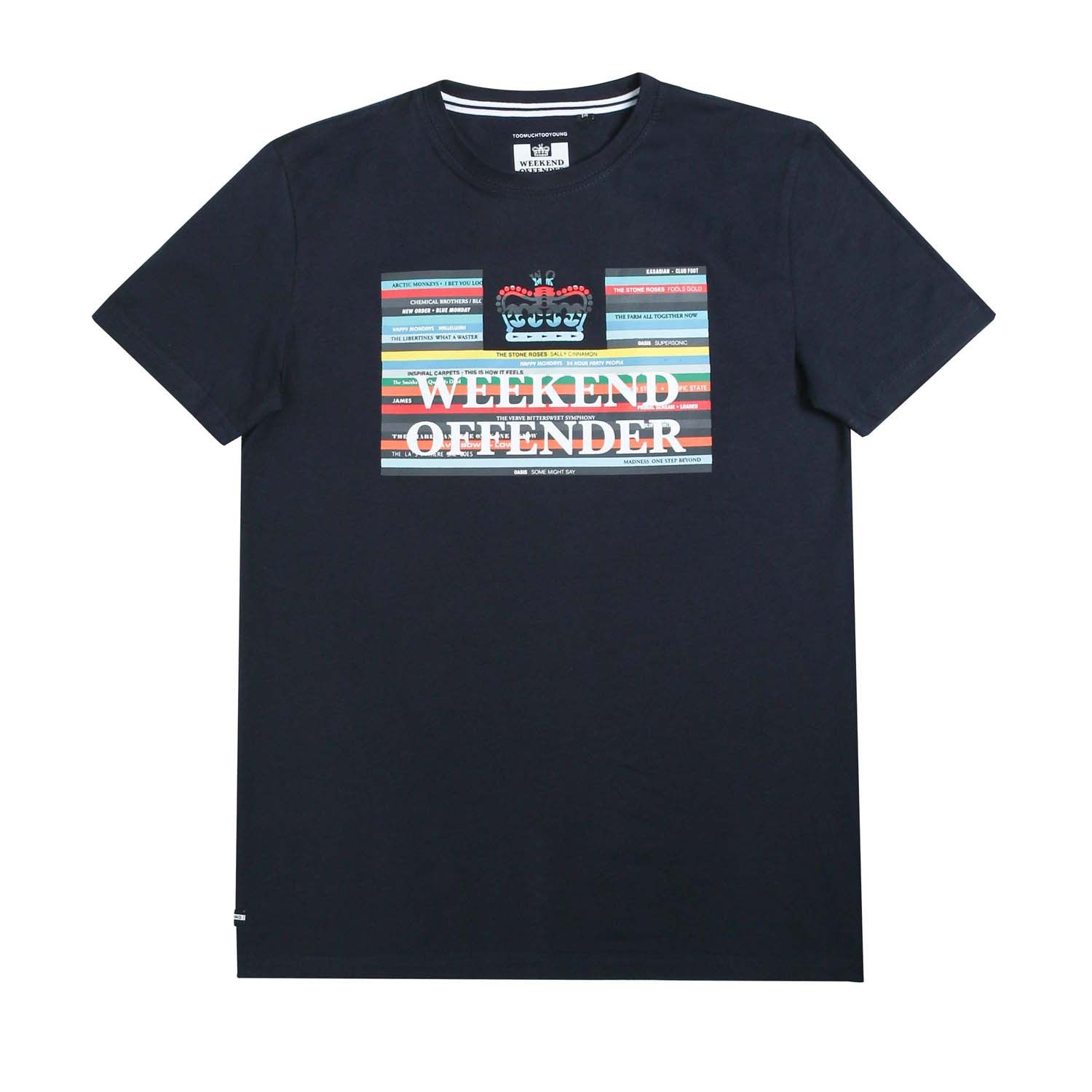 Weekend Offender Boys Boy's Spine T-shirt in Navy Cotton - Size 2Y | Weekend Offender Sale | Discount Designer Brands