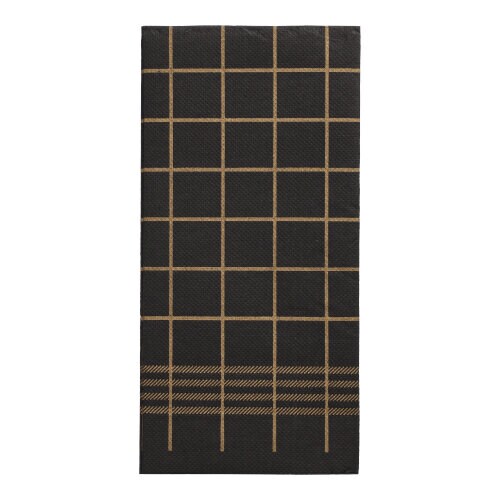 PAPSTAR 30 Servietten, 2-lagig "PUNTO" 1/8-Falz 39 cm x 40 cm schwarz/gold "Kitchen Towel" (89767, 30 Stück) Image