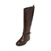 Stiefel MARC O'POLO "aus edlem Kalbleder", Damen, Gr. 41, braun (schwarz braun), Obermaterial: 100% Leder (Rind), Schuhe