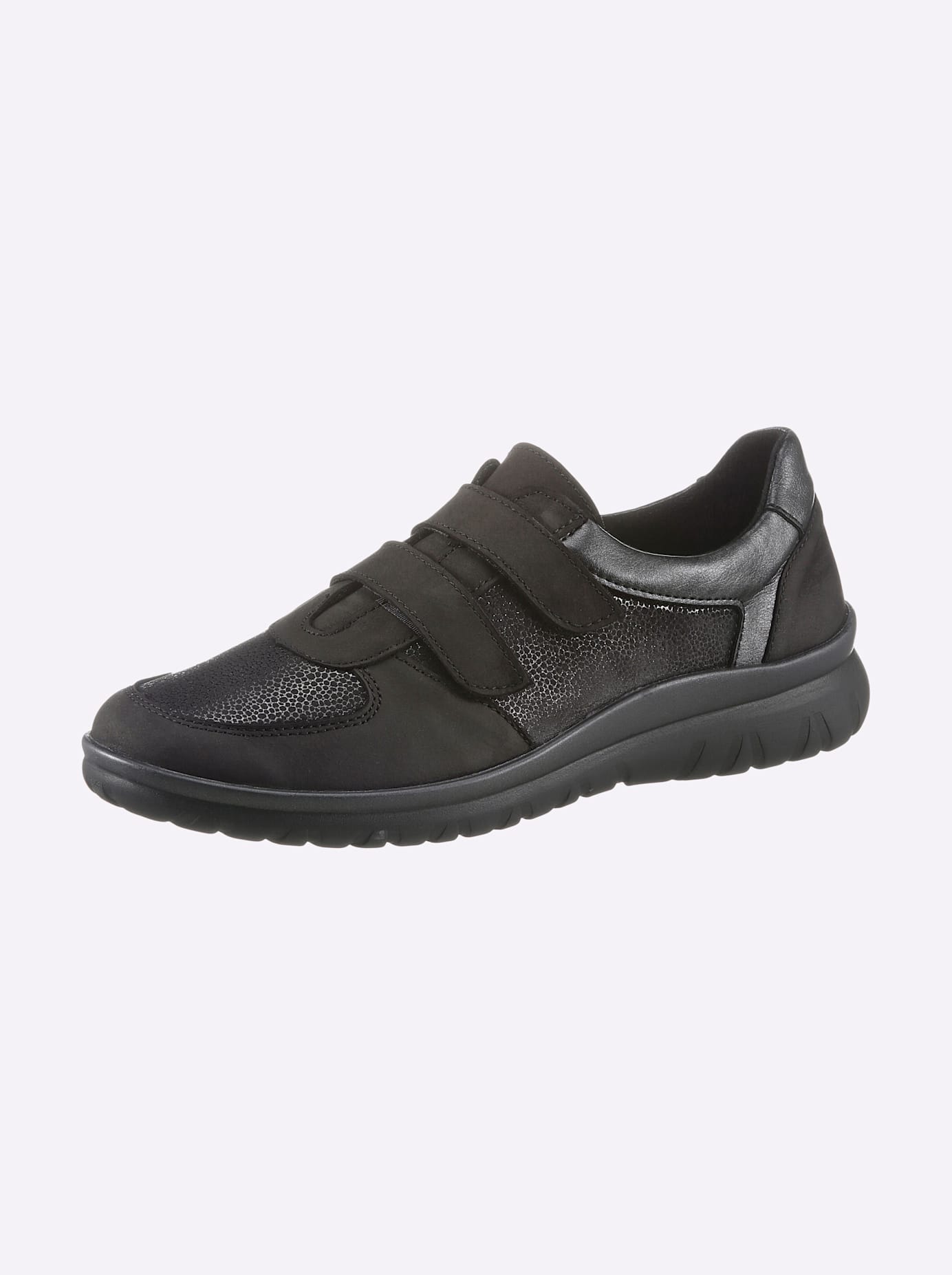 Klettschuh CLASSIC BASICS, Damen, Gr. 42, schwarz, Glattleder, Nubukleder, Basic, Schuhe Klettschuh