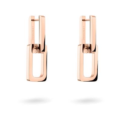 Paar Creolen LIEBESKIND BERLIN "Schmuck Geschenk Edelstahl Ohrringe The Mini Link", rosa (roségoldfarben), Ohrringe, Damen, Edelstahl, Einhänger abnehmbar Image