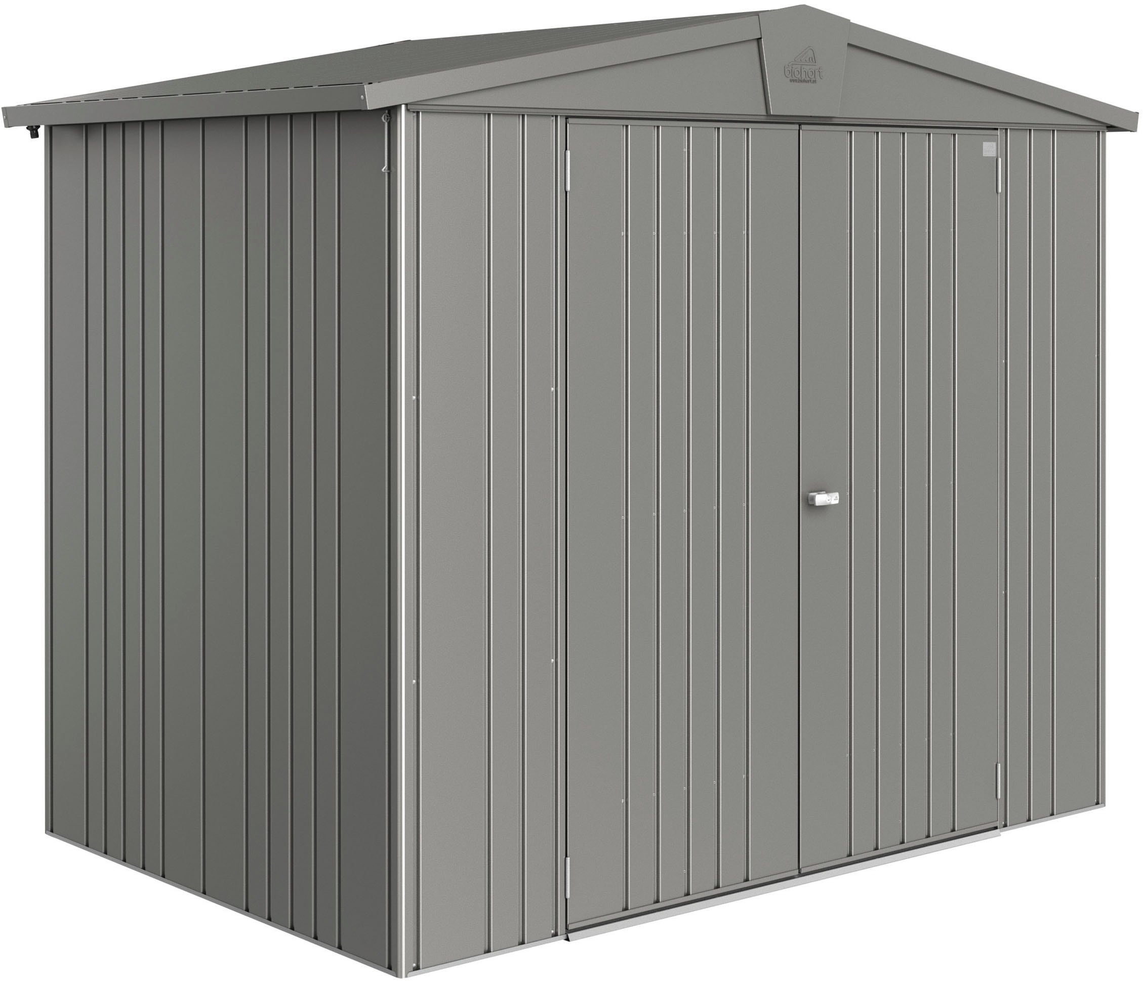 Gerätehaus BIOHORT "Europa Gr. 3, verschiedene Farben", silber (quarzgrau, metallic), Gerätehäuser, Stahl, Qualitäts-Geräteschuppen aus Metall