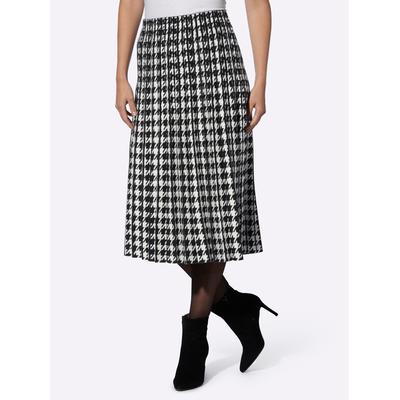 Schlupfrock HEINE, Damen, Gr. 34, beige (schwarz, ecru, gemustert), 50% Viskose, 28% Polyester, 22% Polyamid, gemustert, Hahnentrittmuster, mehrfarbig, wadenlang, Röcke Image