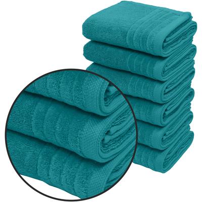 Handtuch MY HOME "Sanremo premium, Premium Handtücher, 600 gr/m², 40x70cm", blau (aqua), B:40cm L:70cm, Frottier, Obermaterial: 100% Baumwolle, Handtücher (Packung), mit Bordüre, einfarbig, flauschig und weich, Händehandtücher Image