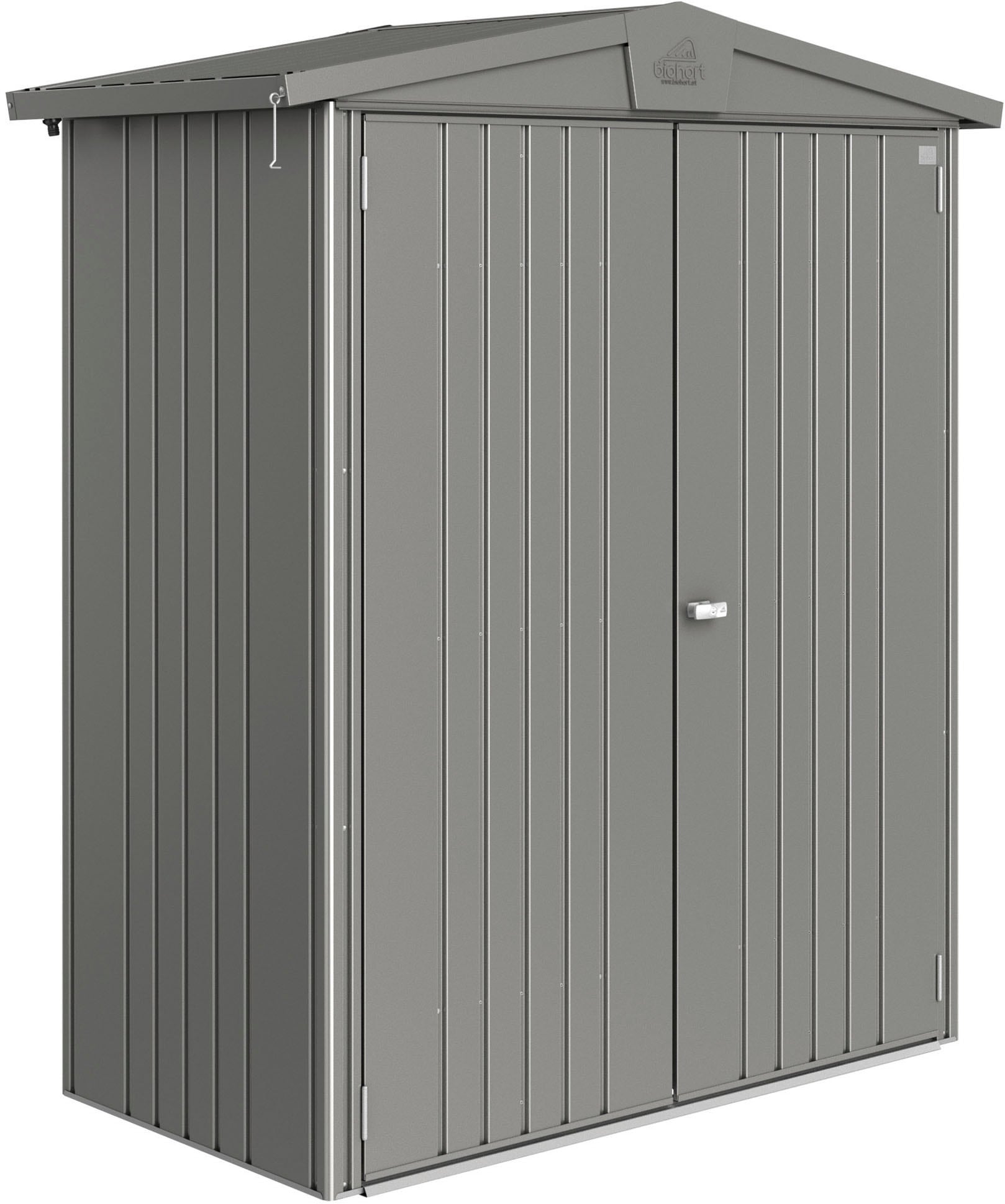 Gerätehaus BIOHORT "Europa Gr. 1, verschiedene Farben", grau (quarzgrau, metallic), Gerätehäuser, Stahl, Qualitäts-Geräteschuppen aus Metall
