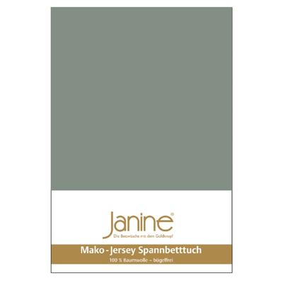 Spannbettlaken JANINE "MAKO-FEINJERSEY 5007", grün (salbeigrün), B:90-100cm L:200cm, Mako-Jersey, Obermaterial: 100% Baumwolle, Laken, aus 100% Baumwolle, für Matratzen bis 26 cm Höhe Image