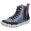 Winterboots RIEKER, Damen, Gr. 40, jeansblau, schwarz, rot, Leder, Nubuklederimitat, casual, Schuhe, Schnürboots, High Top Sneaker, Stiefelette, mit Anziehlasche