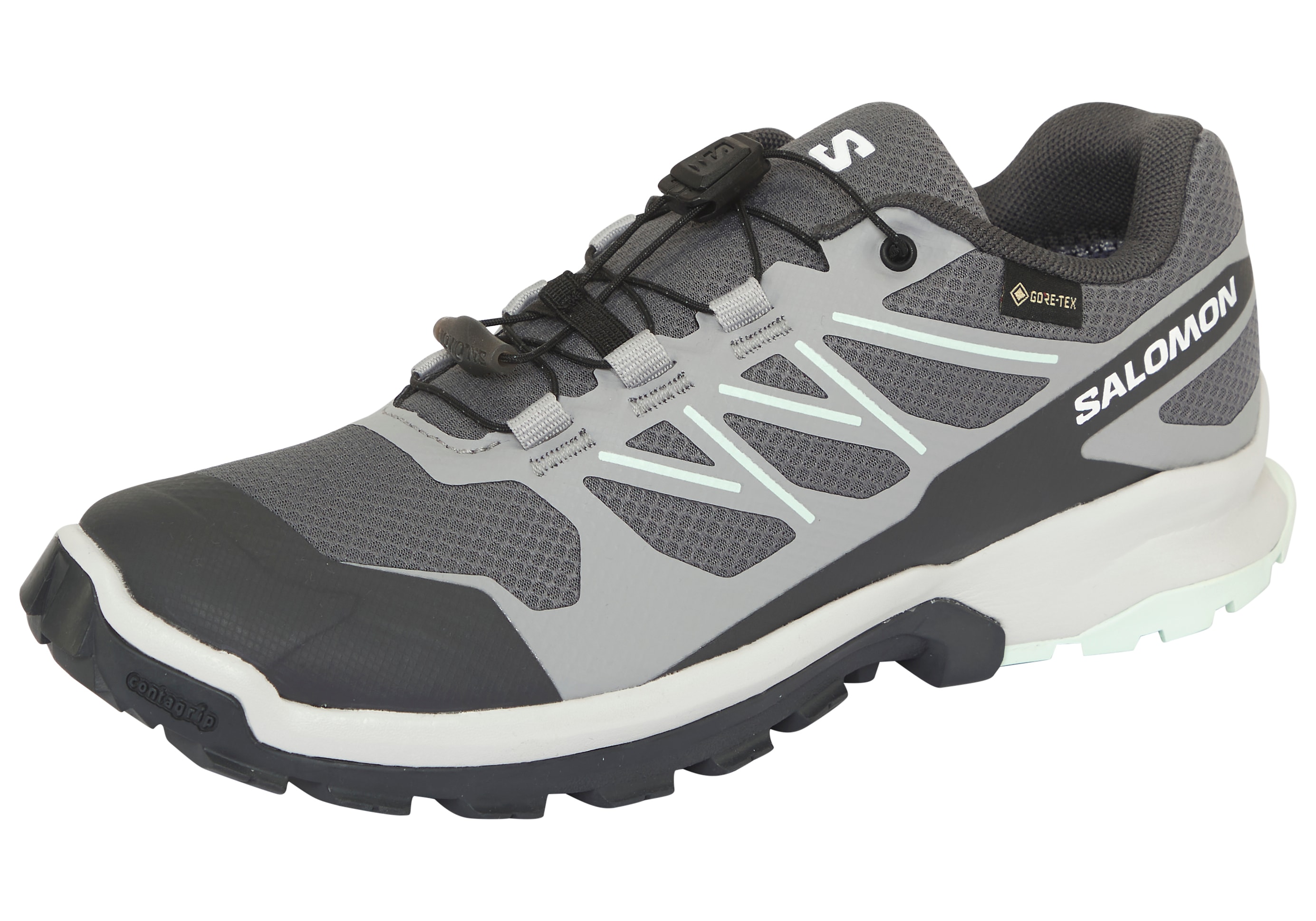 Trailrunningschuh SALOMON "XA FLYER GORE-TEX W", Damen, Gr. 40,5, castlerock, alloy, bay, Synthetik, Textil, Schuhe, wasserdicht