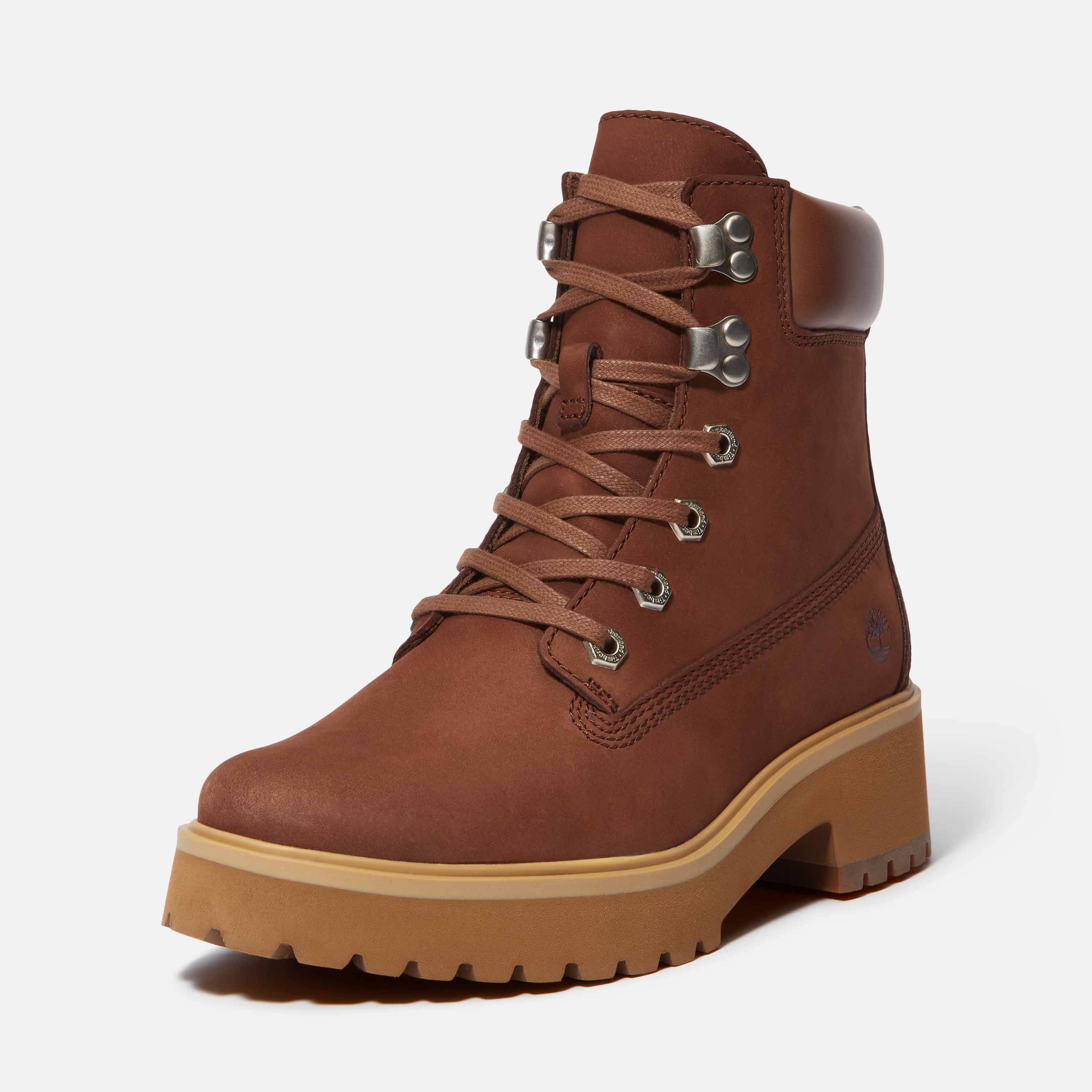 Schnürboots TIMBERLAND "CARNABY COOL MID LACE UP BOOT", Damen, Gr. 39, braun (medium braun nubuck), Leder, Schuhe Schnürboots, Winterstiefel, Schnürstiefel, Winterschuhe