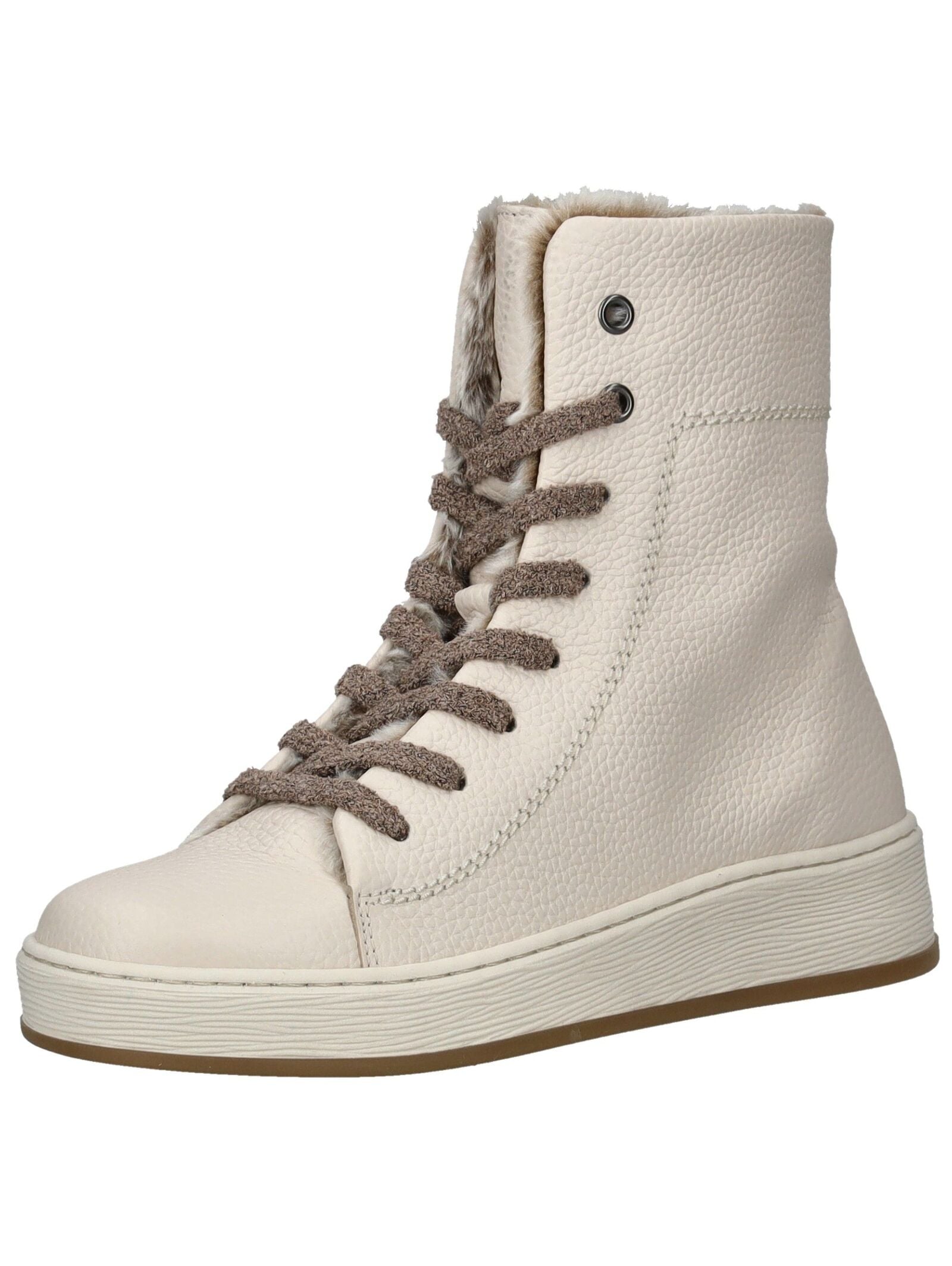 Schnürstiefelette GABOR COMFORT "Gabor Comfort Stiefelette Leder", Damen, Gr. 38, creme, Leder, Schuhe Schnürstiefelette