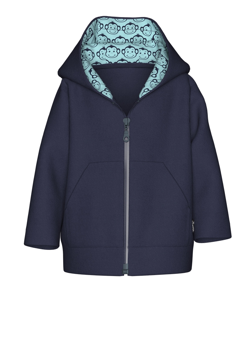 Fleecejacke TRIGEMA "TRIGEMA Fleecejacke mit Kapuze", Kinder, Gr. 92, navy, 100% Polyester, Basic, Jacken Image