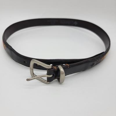 Columbia Accessories | Columbia Belt Casual Belt Brown Leather Striped Fabric Inlay Men's Size 36 Euc | Color: Brown | Size: 36