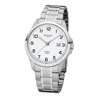 Quarzuhr REGENT, grau (edelstahlfarben), Armbanduhren, Herren, Armbanduhr, Herrenuhr, Edelstahlarmband, analog, Tag Image