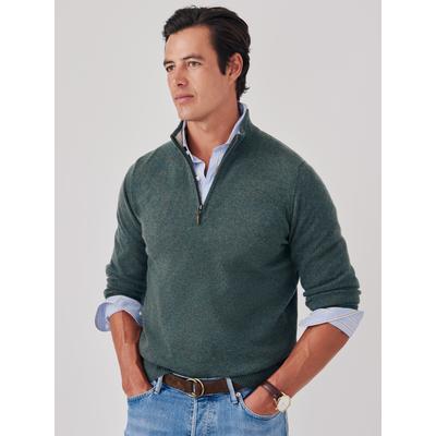 J.McLaughlin Men's Henry Cashmere 1/4 Zip Top Deep Forest, Size Large