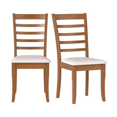 Costway Wooden Dining Chair Set of 2 Modern Upholstered Kitchen Chair-Beige