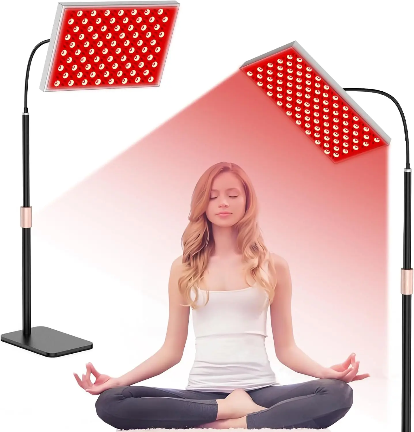 Rotlichttherapielampe, 660 und 850 nm NIR-LED-Panel-Licht mit verstellbarem Ständer, Infrarot-Rotlichttherapiegerät für die Ganzkörperhaut Image