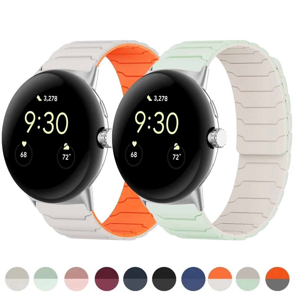 Silikon-Magnetarmband für Google Pixel Watch 4, 3, 2, 1, 41 mm, Band für Google Pixel Watch 4, 3, 45 mm, Armband, Zubehör Image