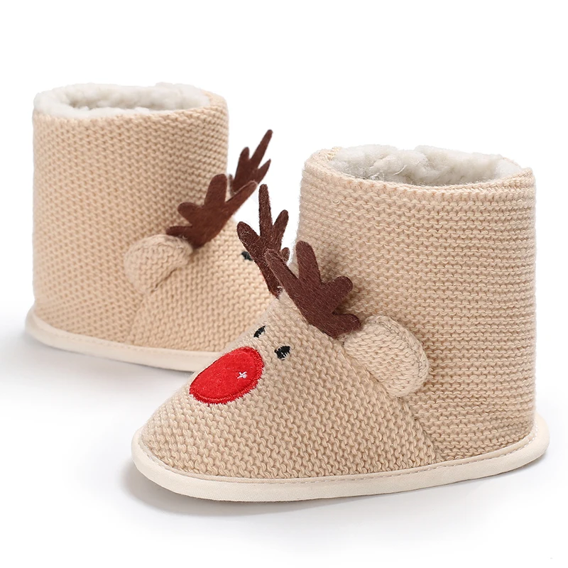 Weihnachten Warme Schuhe Baby Kleinkind Erste Kleinkind Schuhe Winter Baby Jungen Mädchen Schuhe Weihnachten Cosplay Nette Elch Schnee Stiefel