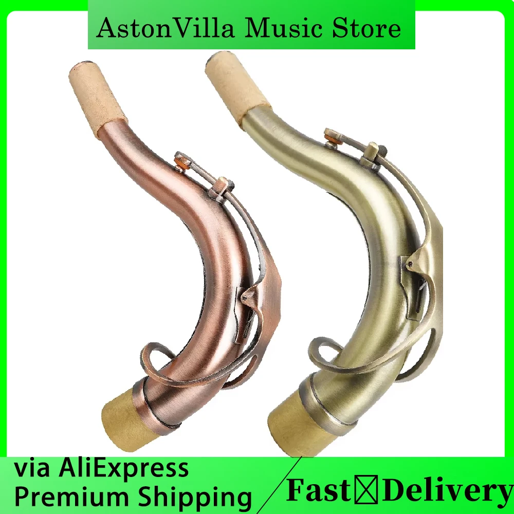 Tenor Saxophon Antik Bend Neck Antik Messing Holzblasinstrument Teile Tenor Sax Ersatz Hals Holzblasinstrument Zubehör Image
