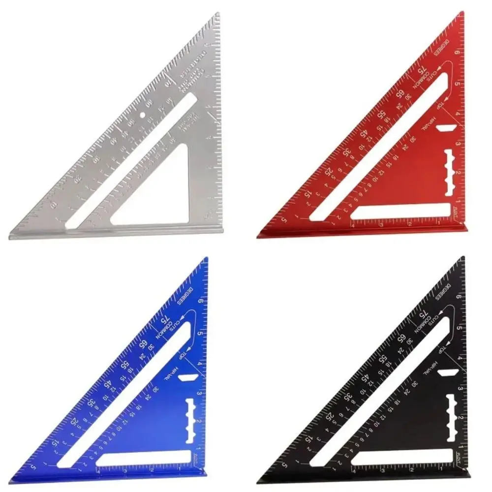 Neue 7 Zoll Dreieck Lineal Messwerkzeug Aluminiumlegierung Schreiner Werkzeuge Zoll Metrisches Winkellineal Geschwindigkeit Quadrat Holzbearbeitungswerkzeuge Image