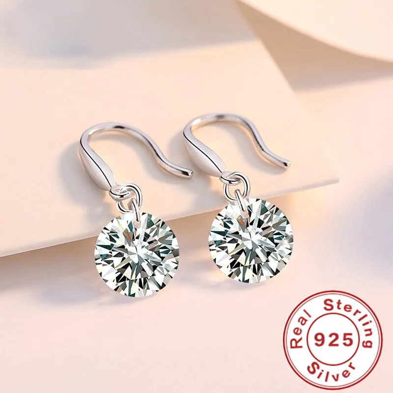 Lihong 925 Sterling Silber AAAAA Zirkon Ohrringe 8 MM Damen Hochzeitsgeschenk Modeschmuck Image