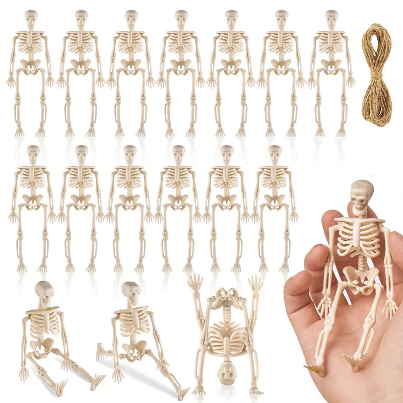 5 Stück Dekor Halloween Mini Kunststoff Totenkopf Skelett Dekoration Gefälligkeiten Hängendes Spielzeug für Handwerk Halloween Party Dekorationen Image