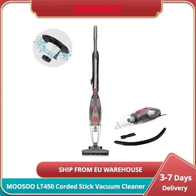 MOOSOO LT450 4-in-1 Corded Stick Vacuum Cleaner, 15kPa Powerful Suction, 0.8L Dust Cup, 4 Stages Filtration, Self-standing
