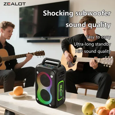 ZEALOT PT02 60 W kabelloser Party-Lautsprecher mit RGB-Leuchten – lange Akkulaufzeit, 8000 mAh Hi-Fi-Audio, tragbarer Lautsprecher, wasserdicht