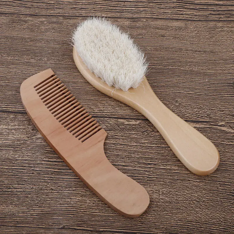 2 Teile/satz Baby Haar Pinsel Und Kamm Set für Neugeborene Holz Kamm Für Haar Massage Bad Dusche Mini Baby Pinsel Kinder tasche Haarbürste Image