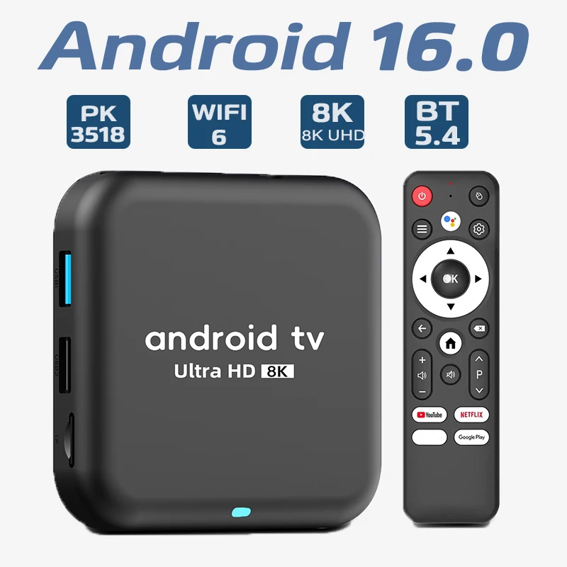 Android 16.0 TV-Box Rockchip RK3518 Q18 Smart TV-Box 8K Google Assistant Netflix Multimedia-Player 2,4G 5G WLAN 6 BT5.4 256G ATV Image