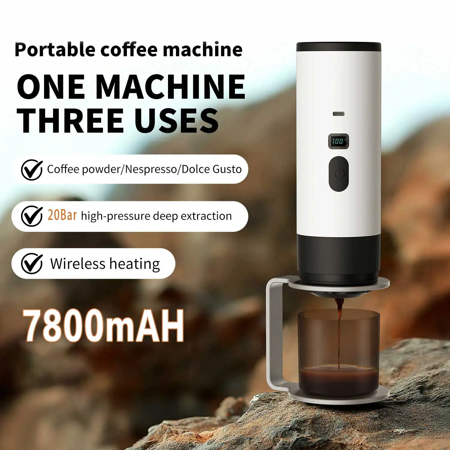 20Bar 3-in-1 Tragbare Kaffeemaschine Espresso Kaffeemaschine Für Auto Hause Camping Reise Kapsel Automatische heizung Kaffeemaschine