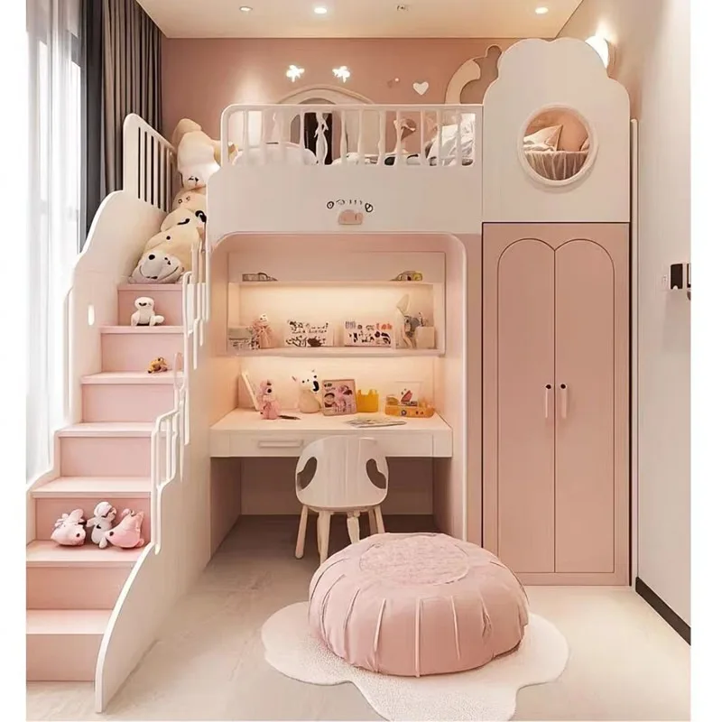 Luxus Treppen Normale Kinderbetten Decker Leitplanke Einzelne moderne Mädchen Kinderbetten Prinzessin Einzel Camas Infantile Möbel Zuhause Image