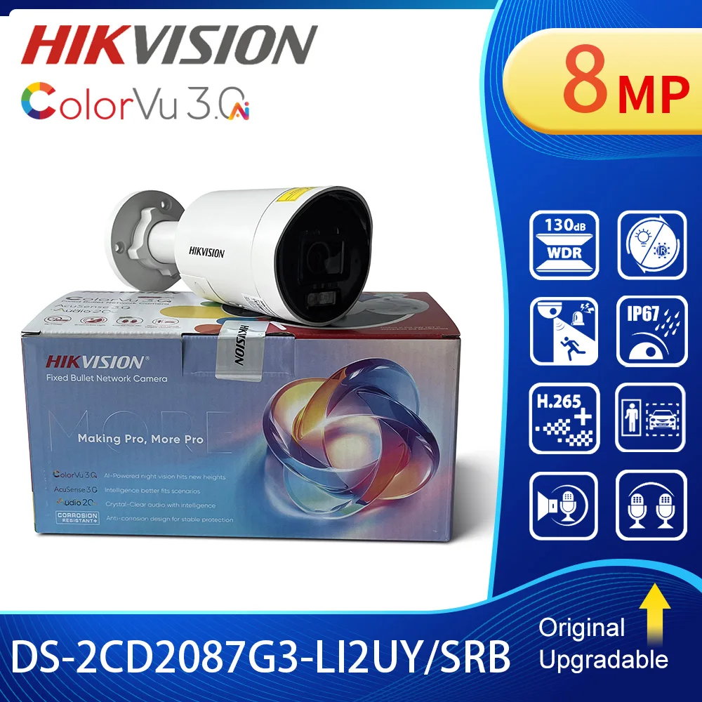 Hikvision DS-2CD2087G3-LI2UY/SRB 8MP Smart Hybrid ColorVu Fixed Bullet Netzwerkkamera IR 25m IP66 Outdoor-Überwachungskamera Image
