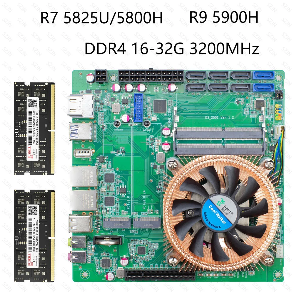 Mini ITX Ryzen Nas Set mit 5000er-Serie DDR4 Max 64 GB 2*2,5G I226-V unterstützt 2*M.2 MVME 8*SATA3.0 Firewall Soft Router NAS Kit Image