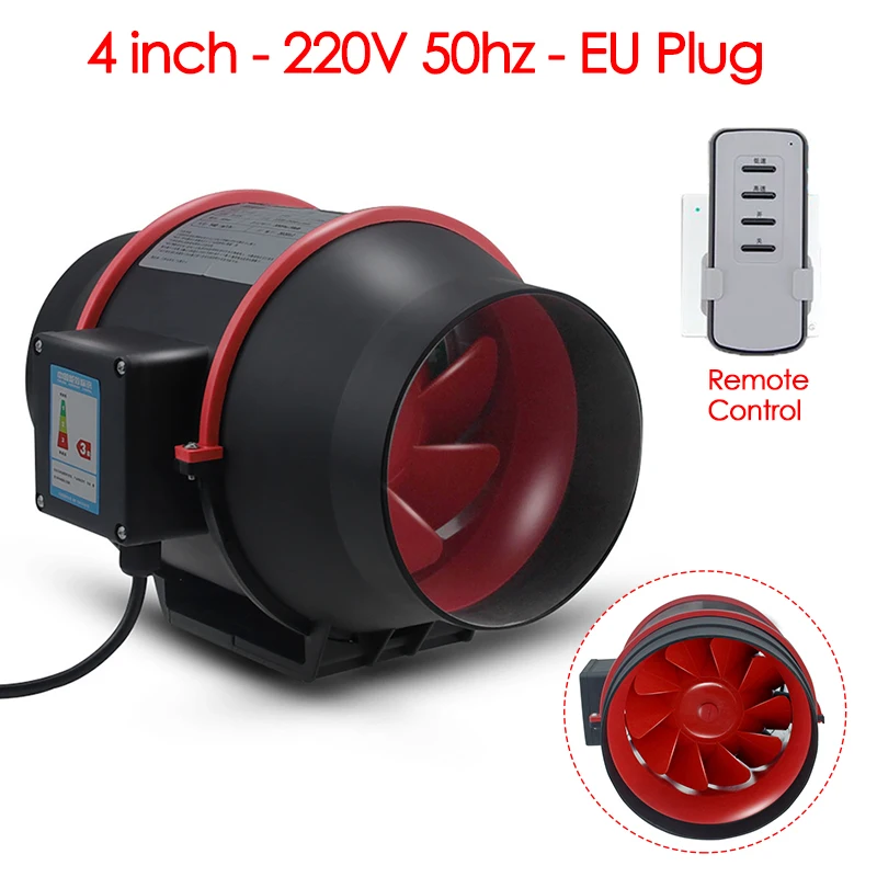 Abluftventilator, 96 mm, Geschwindigkeitsregelung, Inline-Ventilator mit gemischtem Durchfluss, 220 V, leiser Hochgeschwindigkeitsabluftventilator für Heimöffnungen, HVAC-Systeme, Teile Image