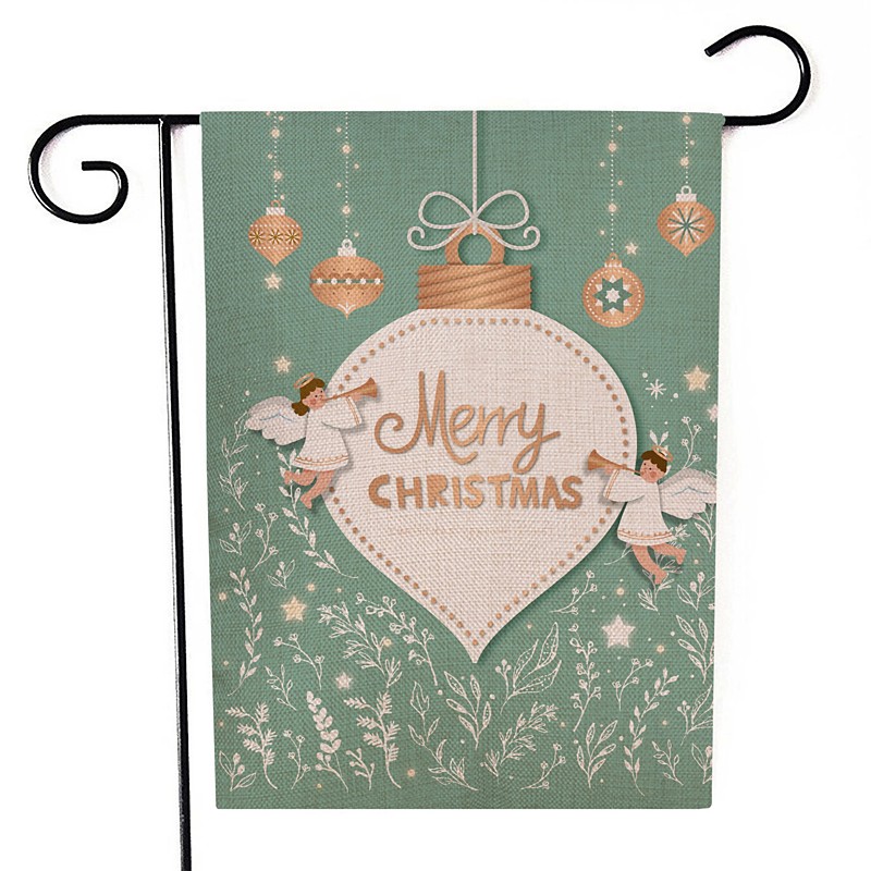 Christmas Garden Flag, Double-Sided Printed Linen Yard Banner, Holiday Outdoor Decoration Flag for Lawn, Porch, and Garden