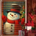 Tenda di Natale Pupazzo di Neve copertura per finestre del Natale 2025 con luce calda per decorazioni festive arazzo sospeso per feste invernali interne ed esterne