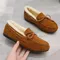 2025 Scarpe da donna nuove invernali a fagiolo Scarpe da donna in cotone alla moda, comode, calde, con fiocco in peluche Scarpe basse antiscivolo casual