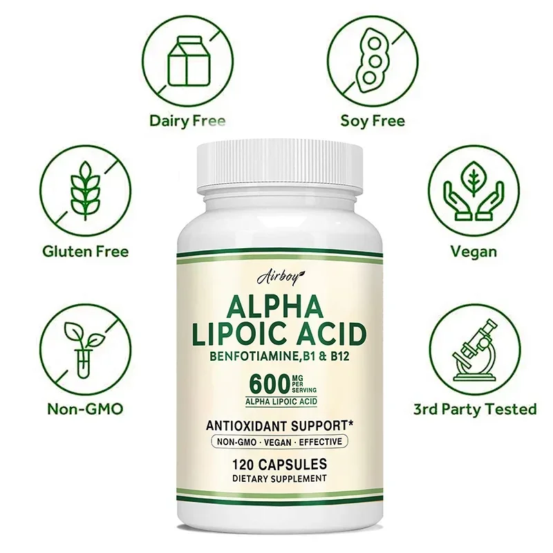 Alpha Lipoic Acid Capsules - Promotes Nervous System Health, Blood Circulation, Cardiovascular Support, Brain HealthSupplement