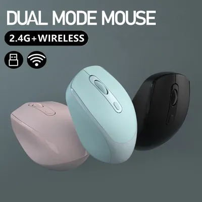 Dual-Mode Wireless Mouse, 2.4G+BT Ergonomic Optical Computer Mouse, 2.4G USB Mice For Laptop Pad PC Tablet Macbook Wireless Mice