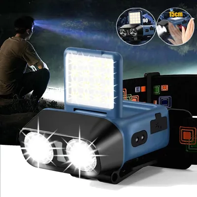 LED Headlamp Flashlight 1200LM USB Rechargeable Headlight With 5 Modes Light IPX6 Waterproof For Outdoor Camping Cycling Lights
