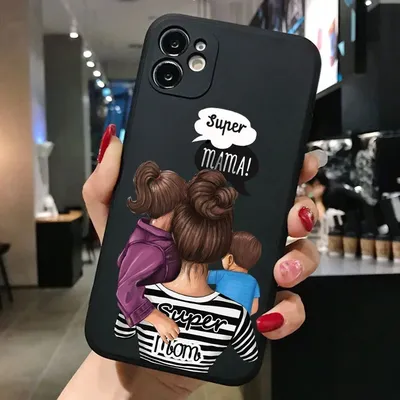 Fashion Super Mama Mom Dad Phone Case For iPhone 14 15 13 12 11 16 Pro MAX Mini XR XS 16 Plus SE Baby Boy Girl Cover Shell Funda