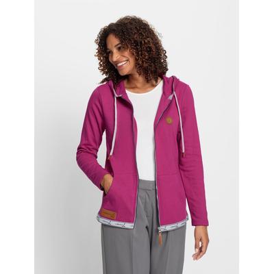 Shirtjacke CASUAL LOOKS "Sweatjacke", Damen, Gr. 38, pink (magenta), 50% Baumwolle, 50% Polyester, unifarben, Langarm, Shirts Image