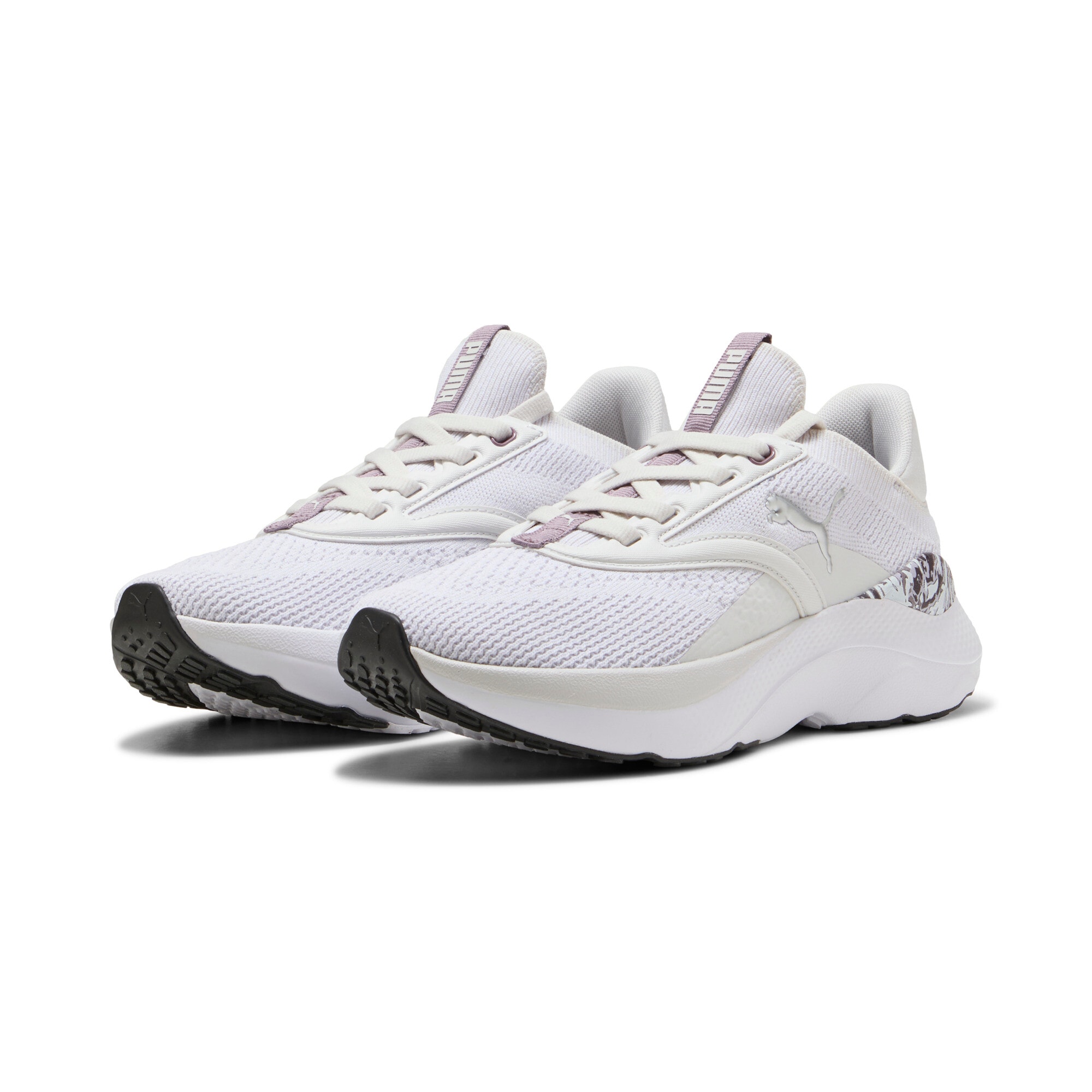 Laufschuh PUMA "SOFTRIDE MAYVE MYSTIC WNS", Gr. 37, schwarz (feather gray, puma schwarz, lila crush, plum jam), Textil, Schuhe