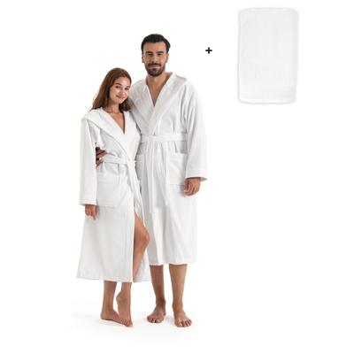 Unisex-Bademantel OTTO HOME "Fenya, 330 g/m², ideal für Sauna & Spa, Hotelbademantel, Morgenmantel" Gr. S, weiß, S, Veloursfrottier, Hausmäntel, Reißverschlusstaschen, weich mit GRATIS-Zugabe: 1x Duschtuch 70x140 cm Image
